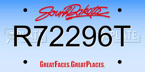 R72296T South Dakota License Plate