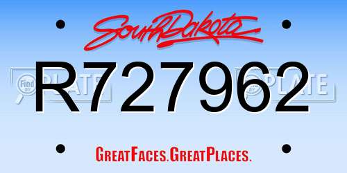R727962 South Dakota License Plate