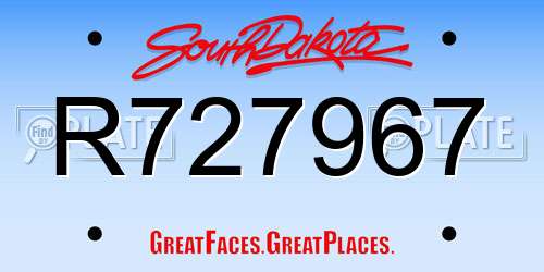 R727967 South Dakota License Plate
