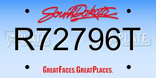 R72796T South Dakota License Plate