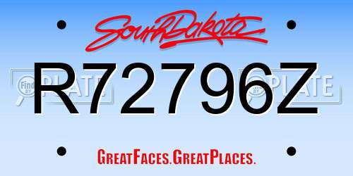 R72796Z South Dakota License Plate