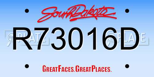 R73016D South Dakota License Plate