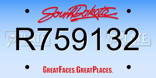 R759132 South Dakota License Plate
