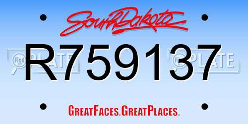 R759137 South Dakota License Plate