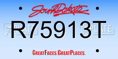 R75913T South Dakota License Plate