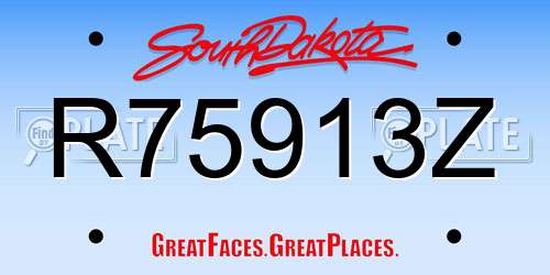 R75913Z South Dakota License Plate