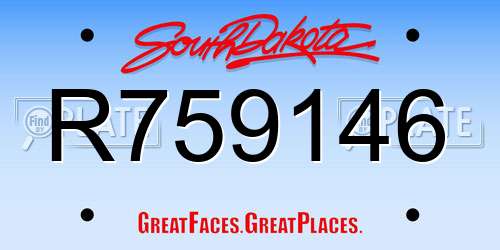 R759146 South Dakota License Plate