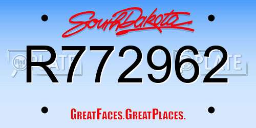 R772962 South Dakota License Plate