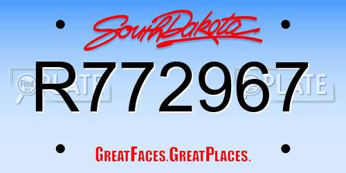R772967 South Dakota License Plate