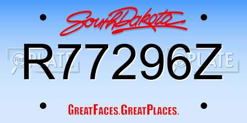 R77296Z South Dakota License Plate