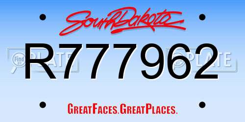 R777962 South Dakota License Plate