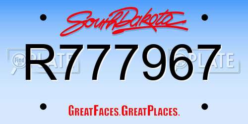 R777967 South Dakota License Plate