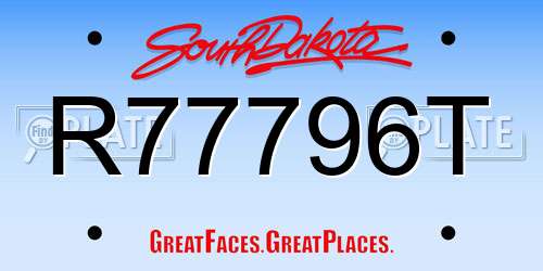 R77796T South Dakota License Plate