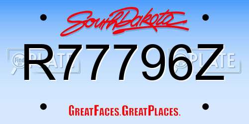 R77796Z South Dakota License Plate