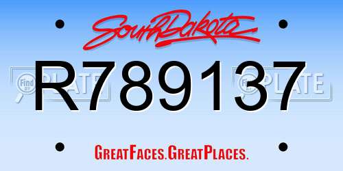 R789137 South Dakota License Plate