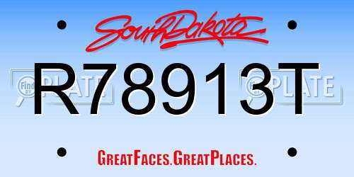 R78913T South Dakota License Plate
