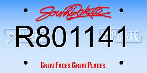 R801141 South Dakota License Plate
