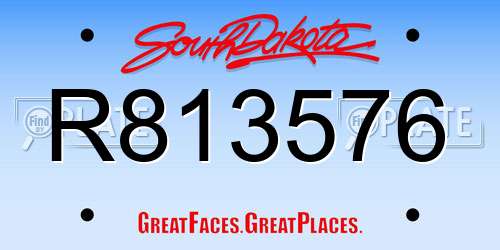 R813576 South Dakota License Plate