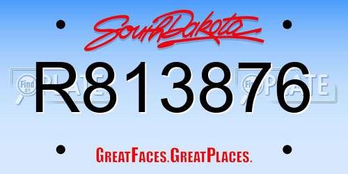 R813876 South Dakota License Plate