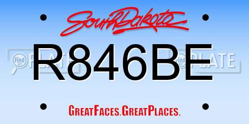 R846BE South Dakota License Plate