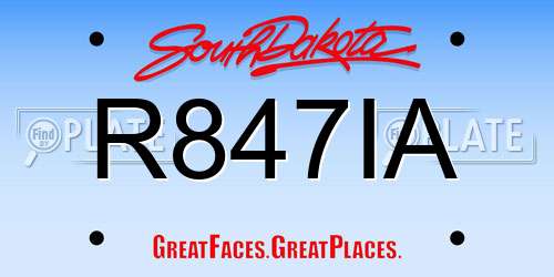 R847IA South Dakota License Plate