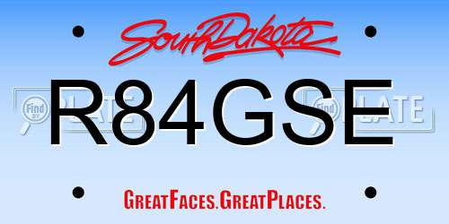 R84GSE South Dakota License Plate