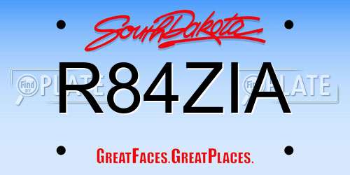 R84ZIA South Dakota License Plate