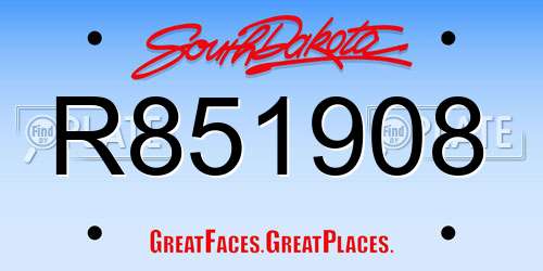 R851908 South Dakota License Plate