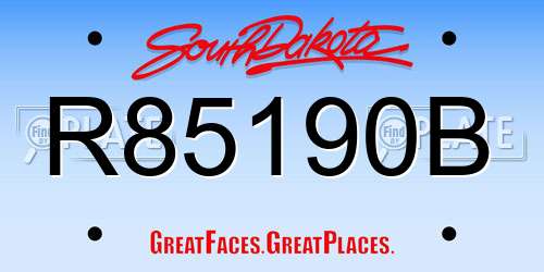 R85190B South Dakota License Plate