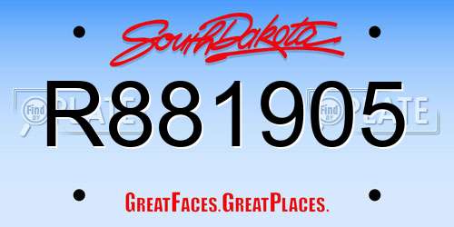 R881905 South Dakota License Plate
