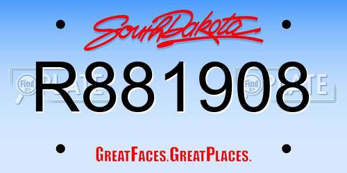 R881908 South Dakota License Plate