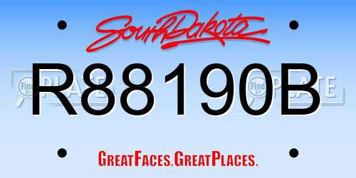 R88190B South Dakota License Plate