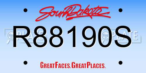 R88190S South Dakota License Plate
