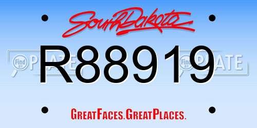R88919 South Dakota License Plate