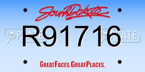 R91716 South Dakota License Plate