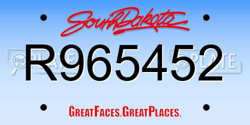 R965452 South Dakota License Plate
