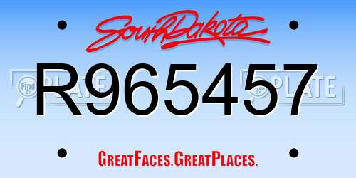 R965457 South Dakota License Plate