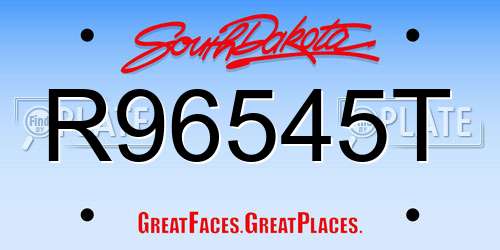 R96545T South Dakota License Plate