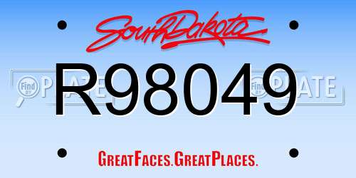 R98049 South Dakota License Plate