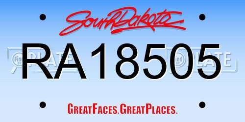 RA18505 South Dakota License Plate
