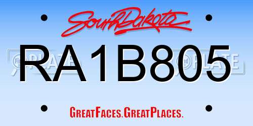 RA1B805 South Dakota License Plate