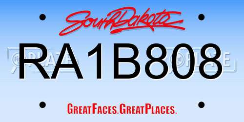 RA1B808 South Dakota License Plate