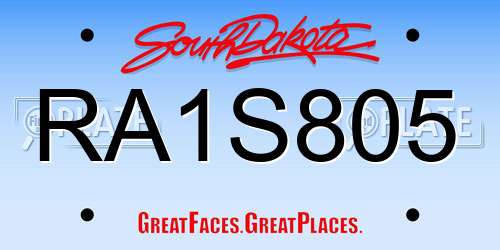 RA1S805 South Dakota License Plate