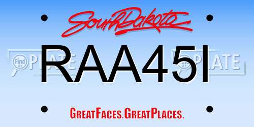 RAA45I South Dakota License Plate