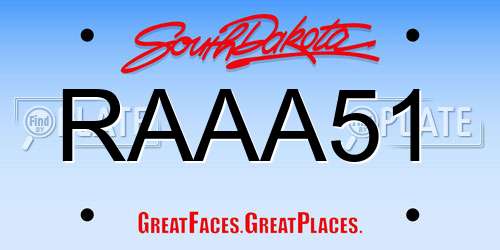 RAAA51 South Dakota License Plate