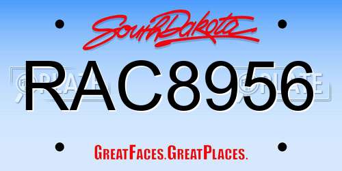 RAC8956 South Dakota License Plate