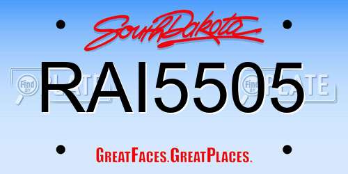 RAI5505 South Dakota License Plate