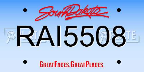 RAI5508 South Dakota License Plate