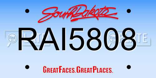 RAI5808 South Dakota License Plate