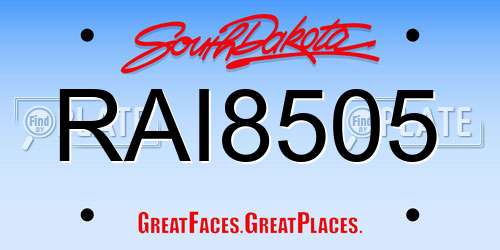 RAI8505 South Dakota License Plate